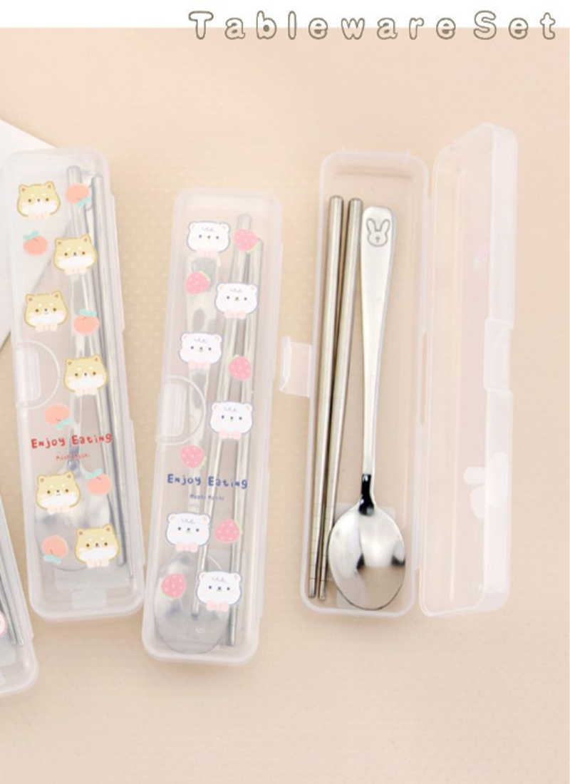 PP收納盒湯不鏽鋼匙筷兩件組餐具盒 C56144