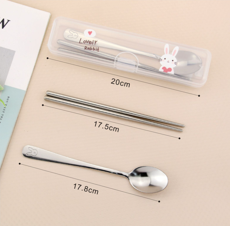 PP收納盒湯不鏽鋼匙筷兩件組餐具盒 C56144