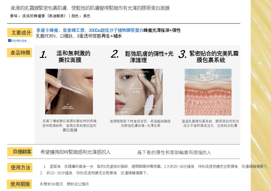 (限量30套) UE58 HONEY ZIP 🎗膠原蛋白修復黃金撕拉面膜 60g +面膜刷 $179 made in korea