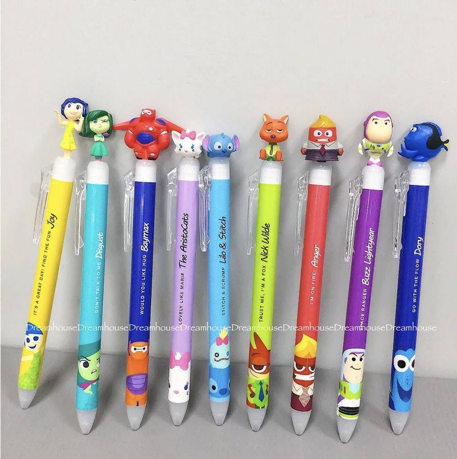 韓國製 韓國大創 巴斯光年 史迪奇 瑪麗貓 腦筋急轉彎 動物方城市 尼克 大英雄天團 杯麵 多利 原子筆 筆 黑筆 黃筆