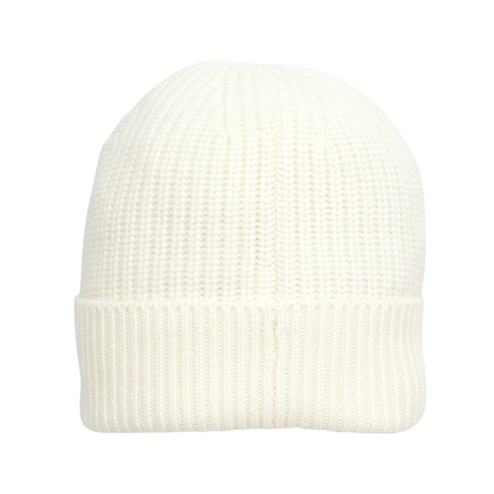 【COACH】方形經典馬車標牌針織羊毛毛帽(白色)CK704 CHK