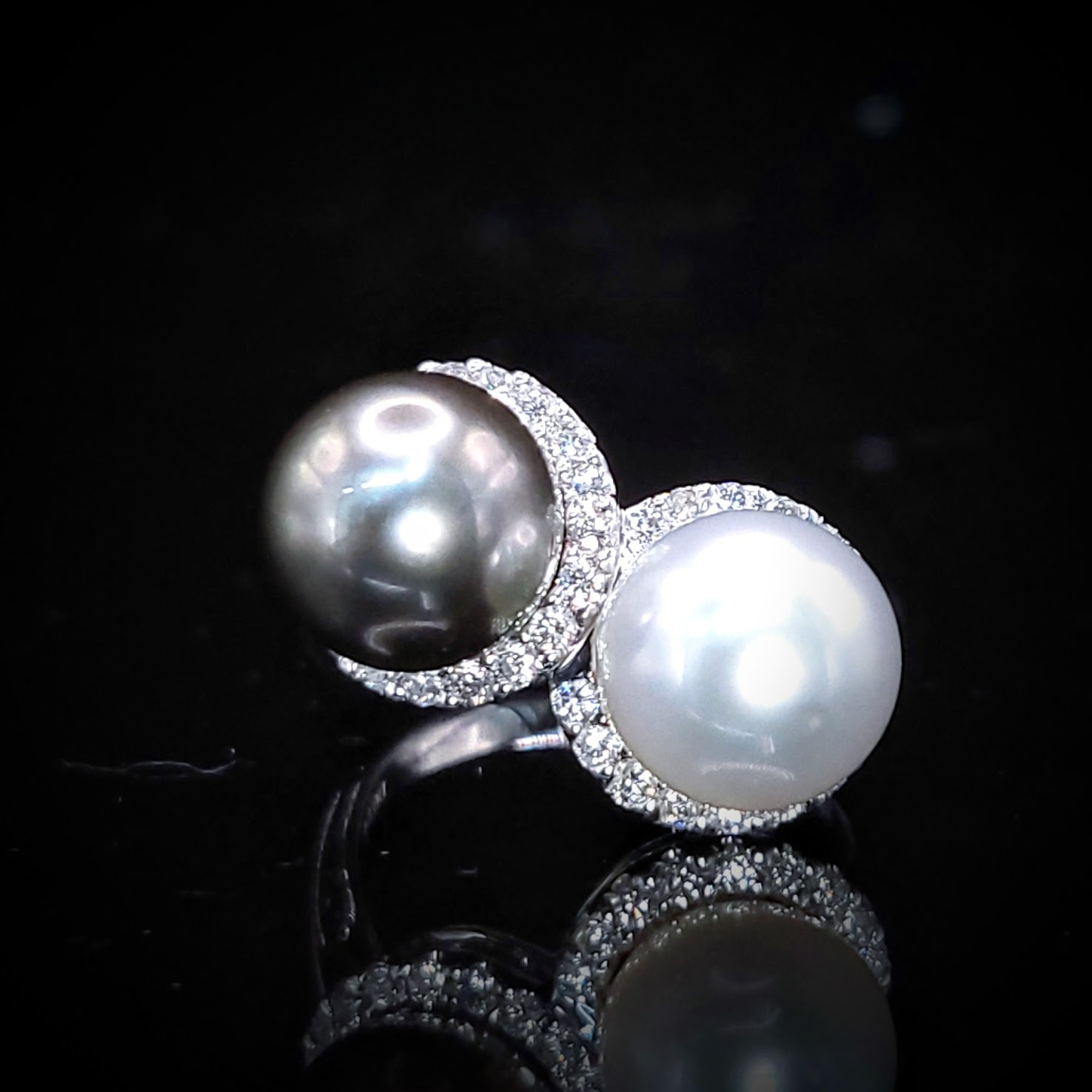 18K White Gold 0.54ct Pearl and Diamond Ring
