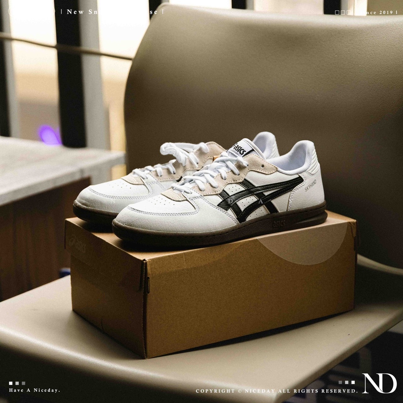 NICEDAY 代購 Asics SKYHAND OG 白黑 黑灰 焦糖底 皮革