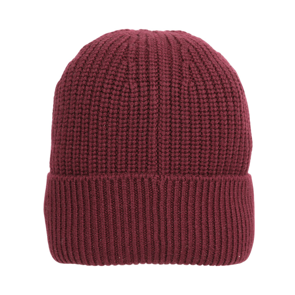 【COACH】方形經典馬車標牌針織羊毛毛帽(酒紅色)CK704 WIN