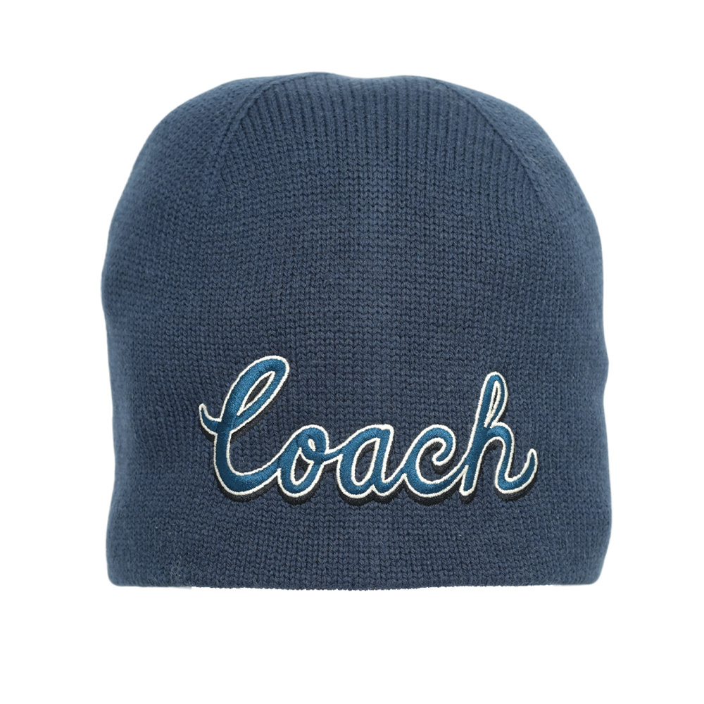 【COACH】Script 草寫標誌混羊毛毛帽(海軍藍)