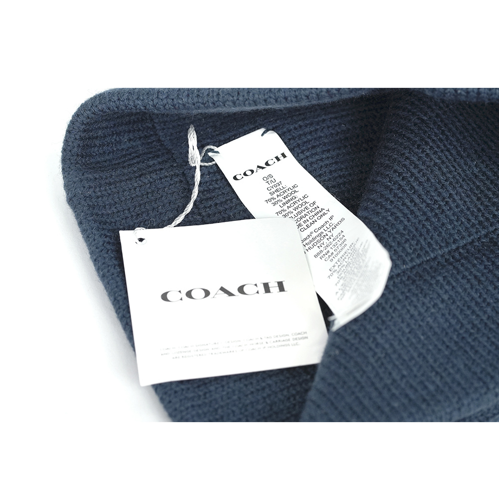 【COACH】Script 草寫標誌混羊毛毛帽(海軍藍)CY037 RF2
