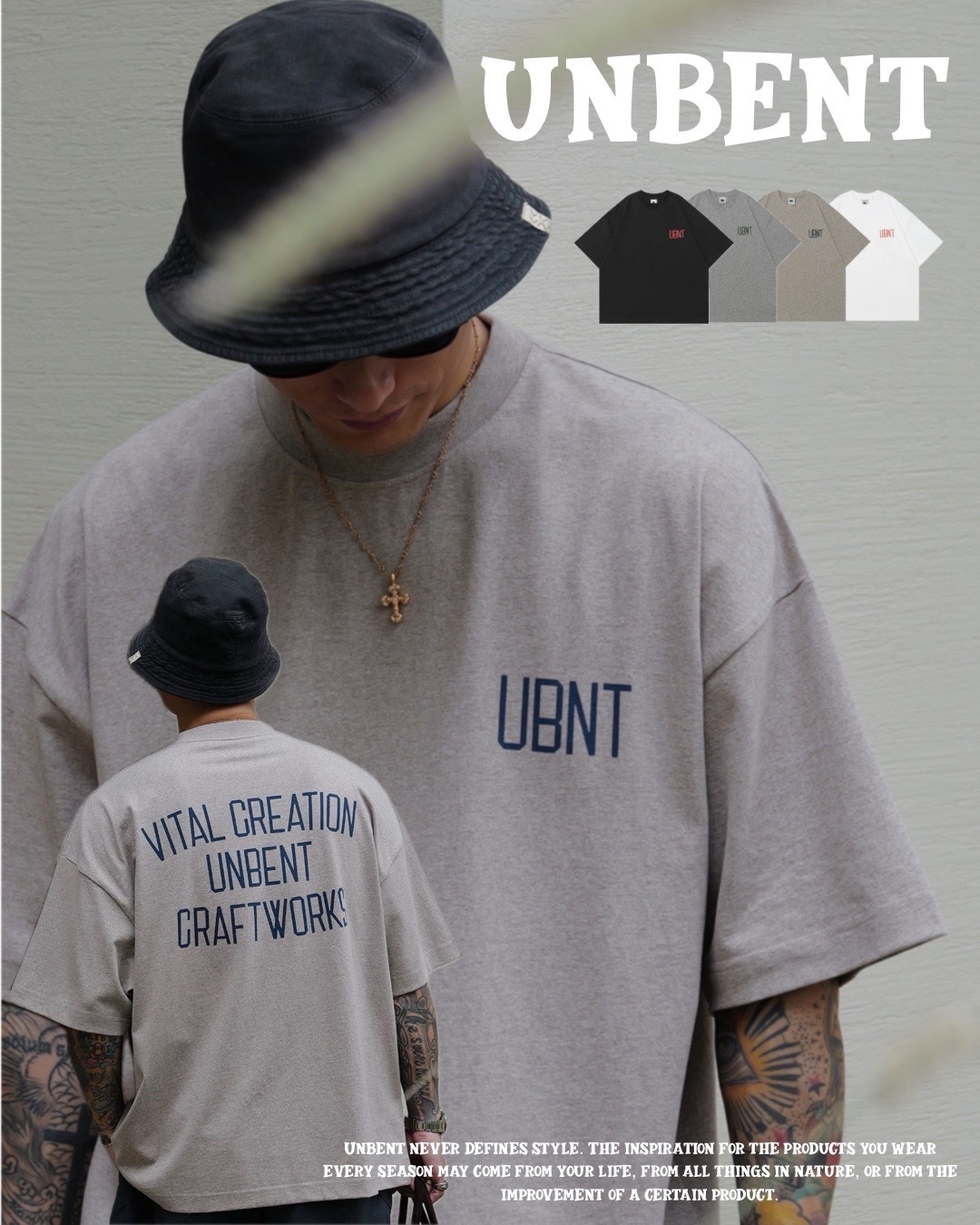 #預購 UNBENT 25SS 春夏新款 主題撞色 印花寬鬆純棉短袖 四色