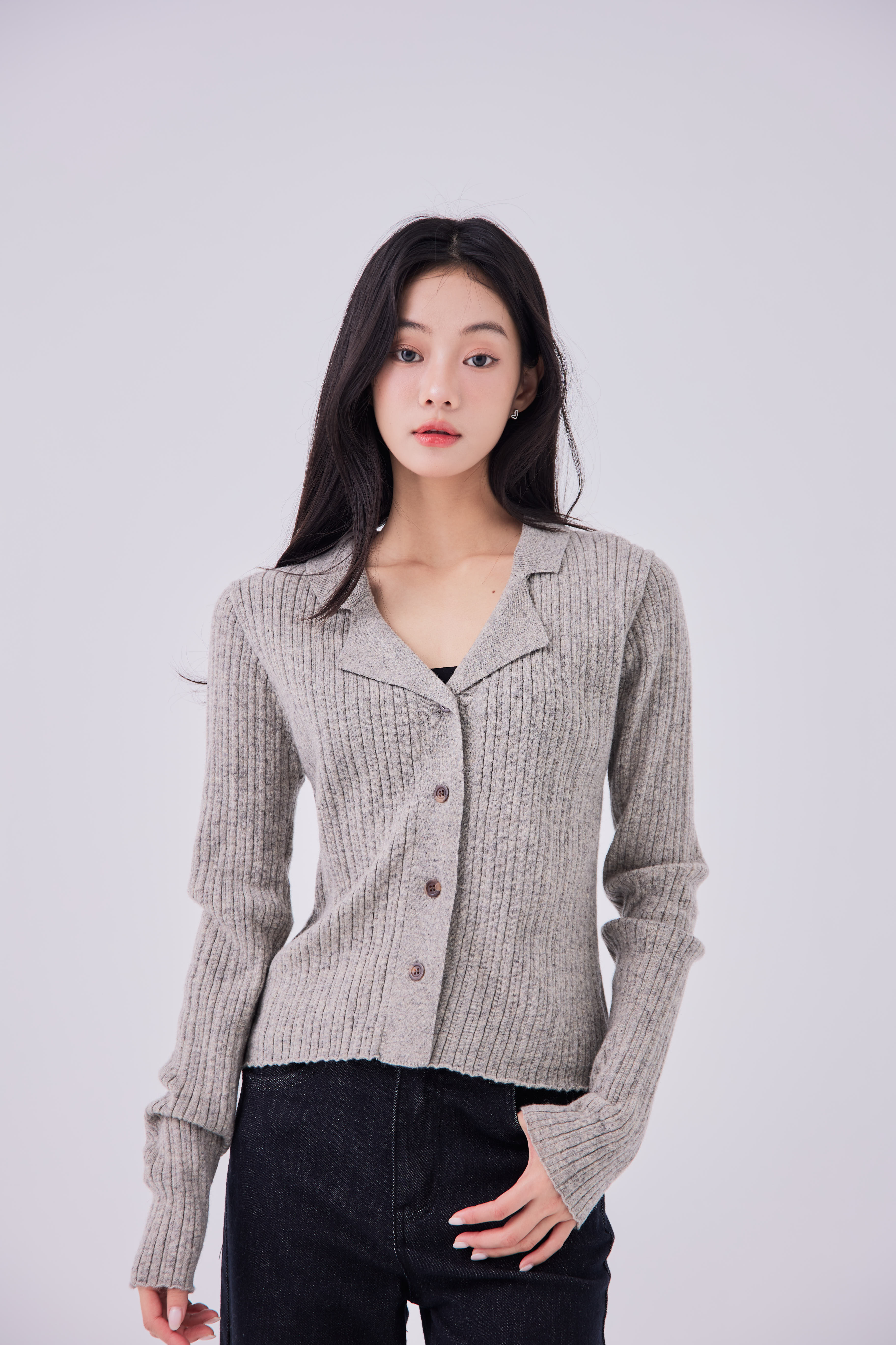 2603 OH！HER 28支超細羊絨混紡翻領上衣（60%羊毛）