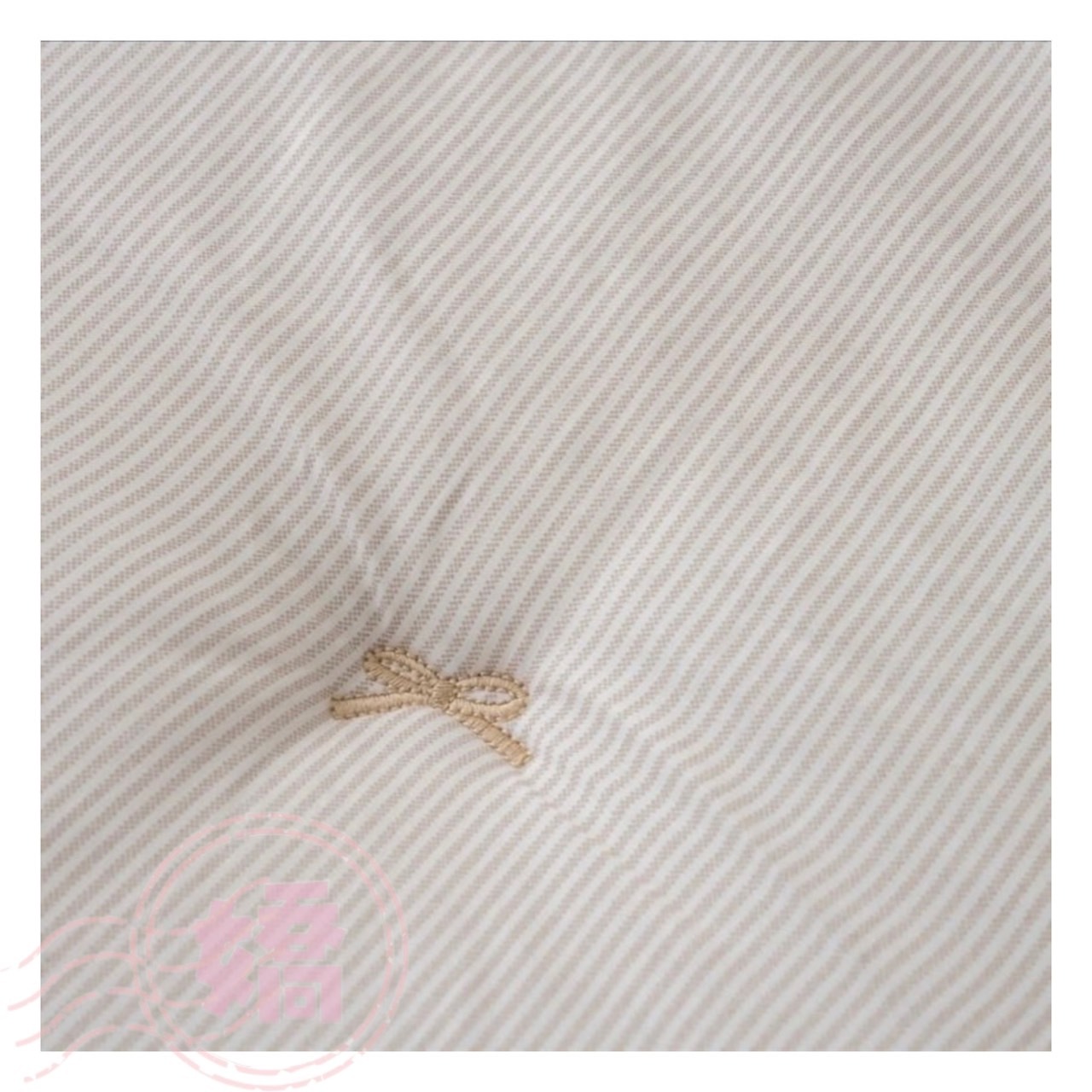 K03003蝴蝶結條紋四季薄被(大'小'枕套)(米'灰)