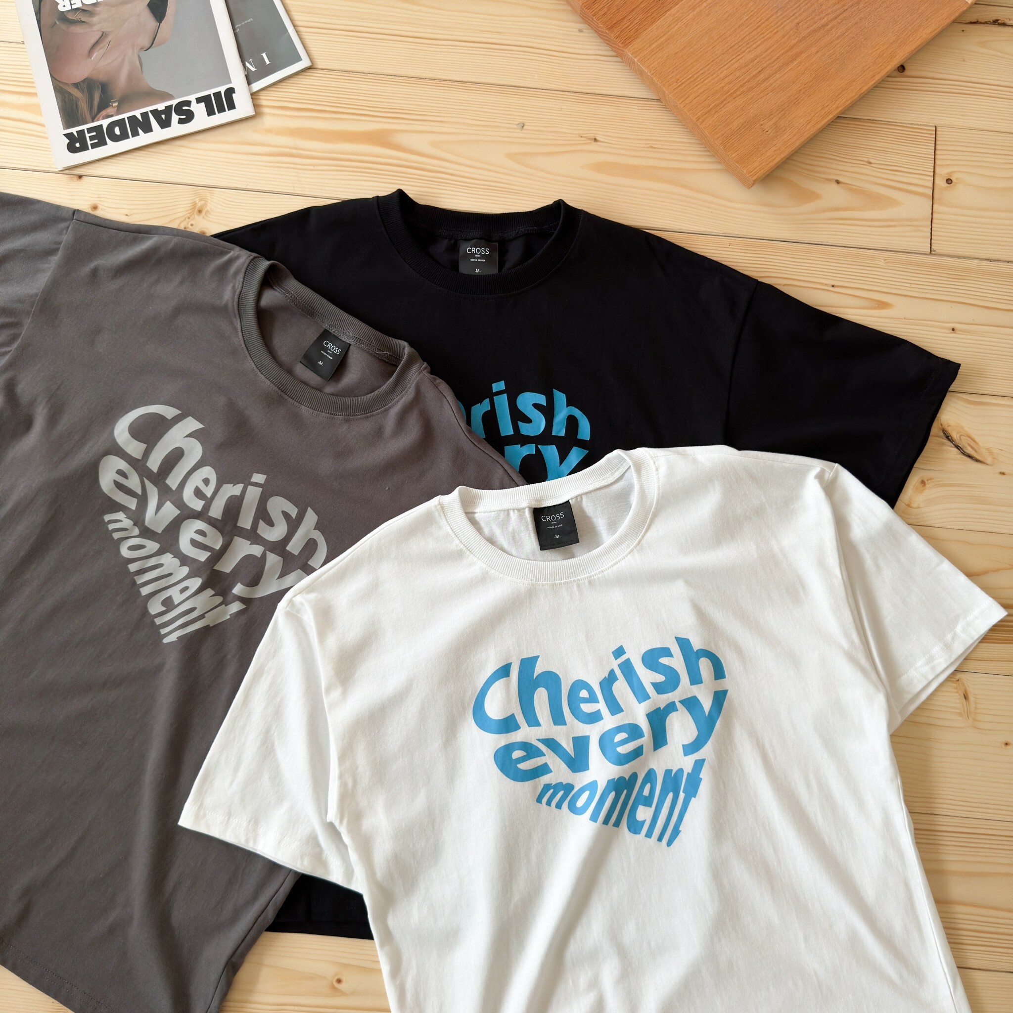 自訂款 Cherish every moment 愛心文字短T IM18859