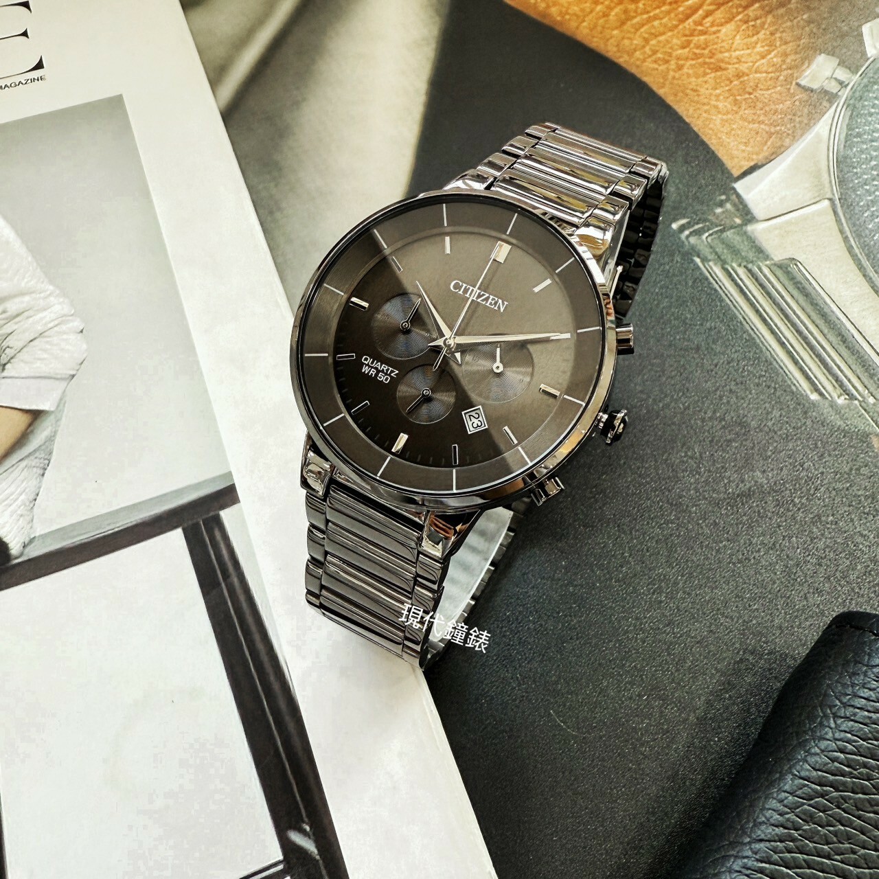 【CITIZEN 星辰】Chronograph系列 簡約三眼計時腕錶AN8227-53H 42mm現代鐘錶