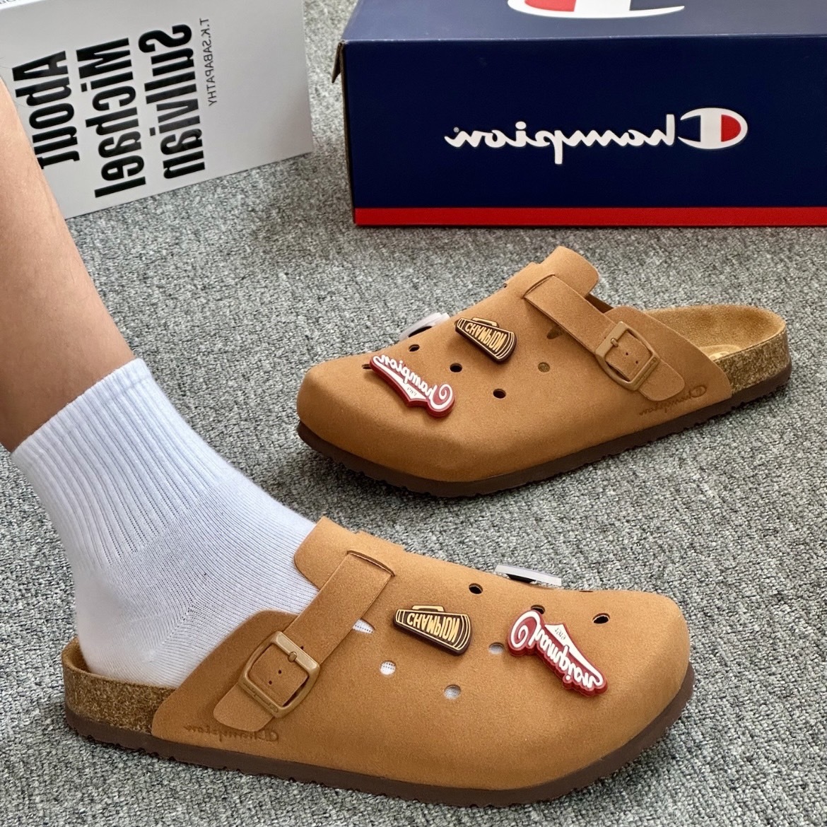 Champion 洞洞勃肯鞋 Sandal Birken 日常搭配 鞋扣配飾 增高