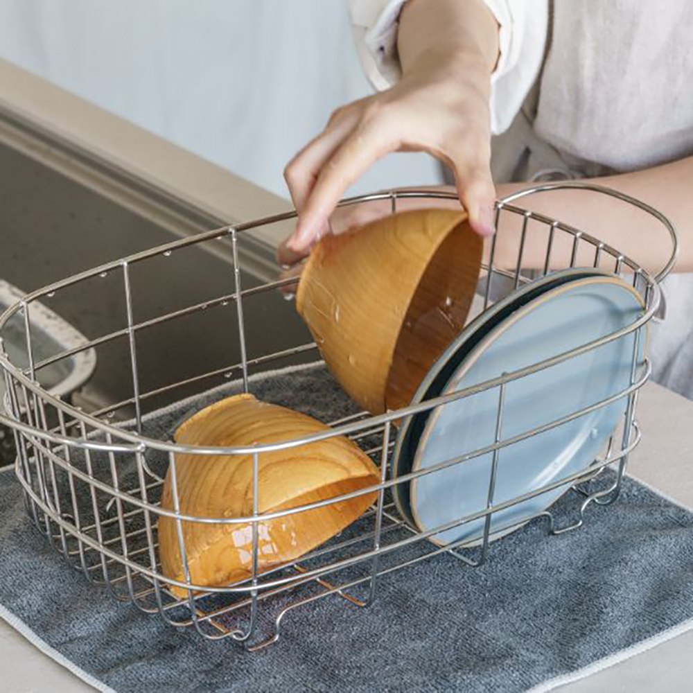 《家事問屋》日本製304不鏽鋼橢圓深型瀝水籃(居家收納籃)