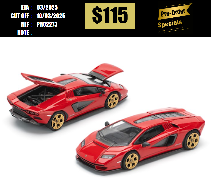 PO-$115 * POP RACE * 1:64 LAMBORGHINI COUNTACH LPI-800 - ROSSO [OD27/02]