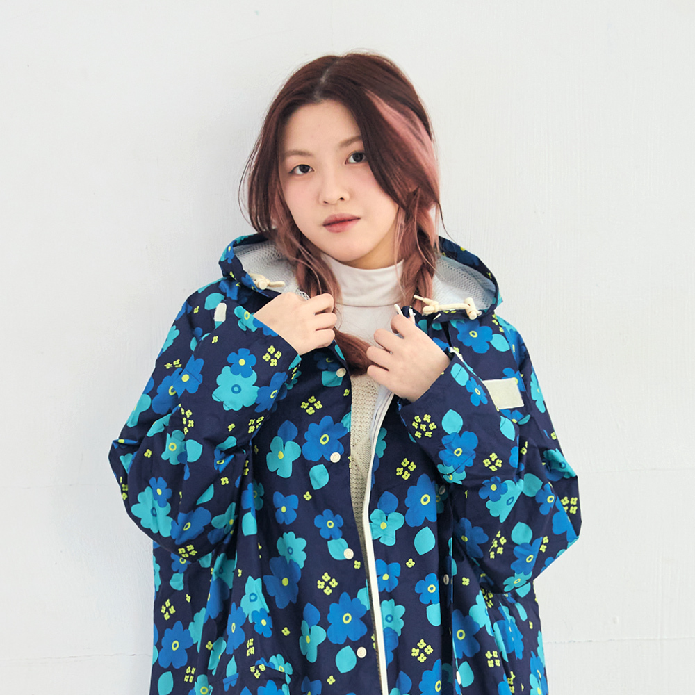 RAINSTORY前扣式連身雨衣L號(沁藍花海)