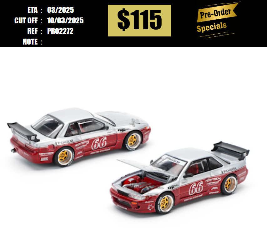 PO-$115 * POP RACE * 1:64 PANDEM SILVIA S13 - MOONTECH RED (NEW TOOLING) [OD27/02]