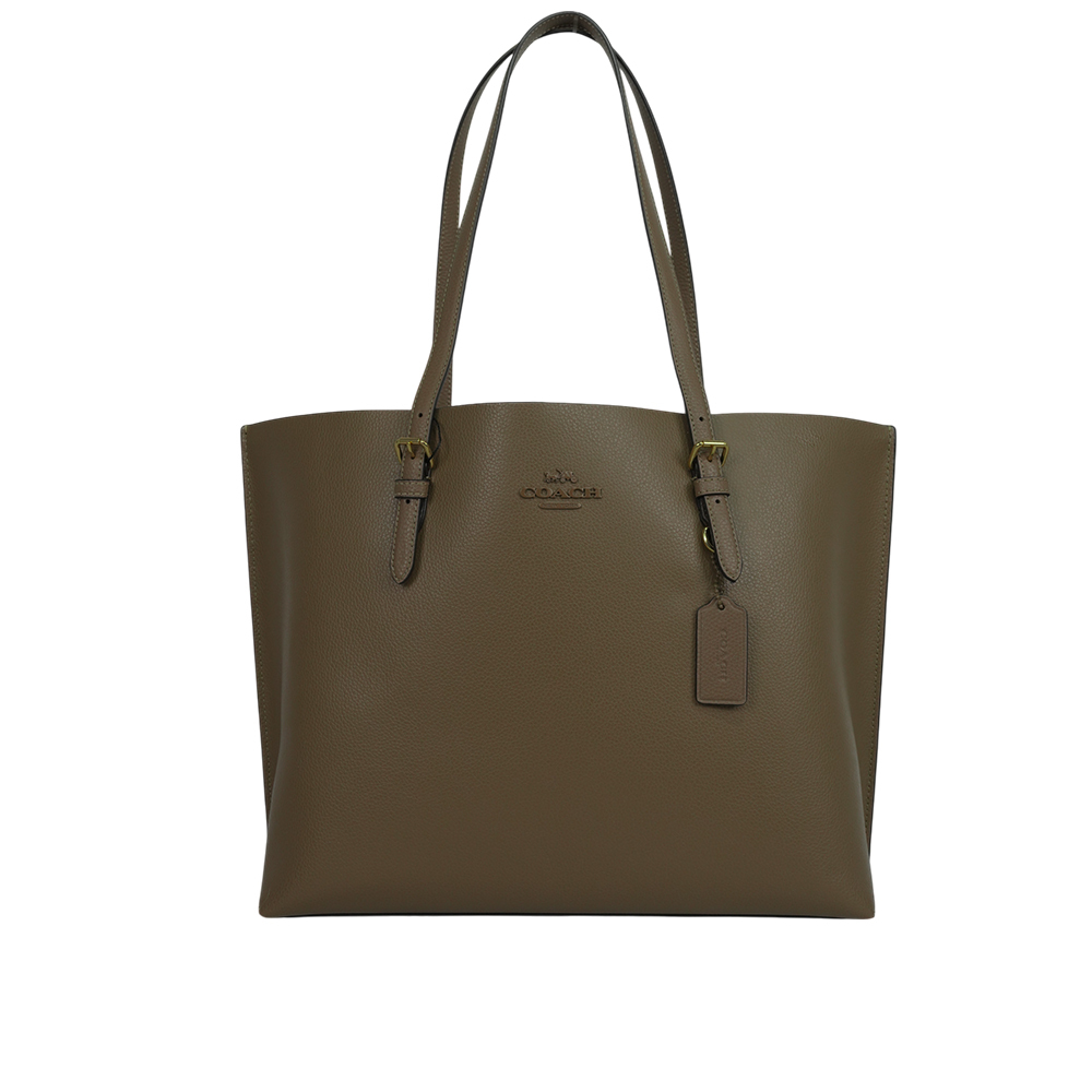 【COACH】Mollie 金字雙面皮革三層托特包(深石色)CV968 IMV2R