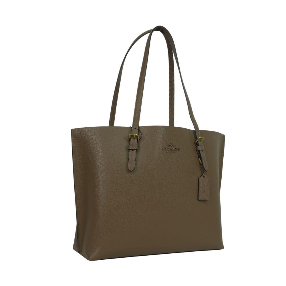 【COACH】Mollie 金字雙面皮革三層托特包(深石色)CV968 IMV2R