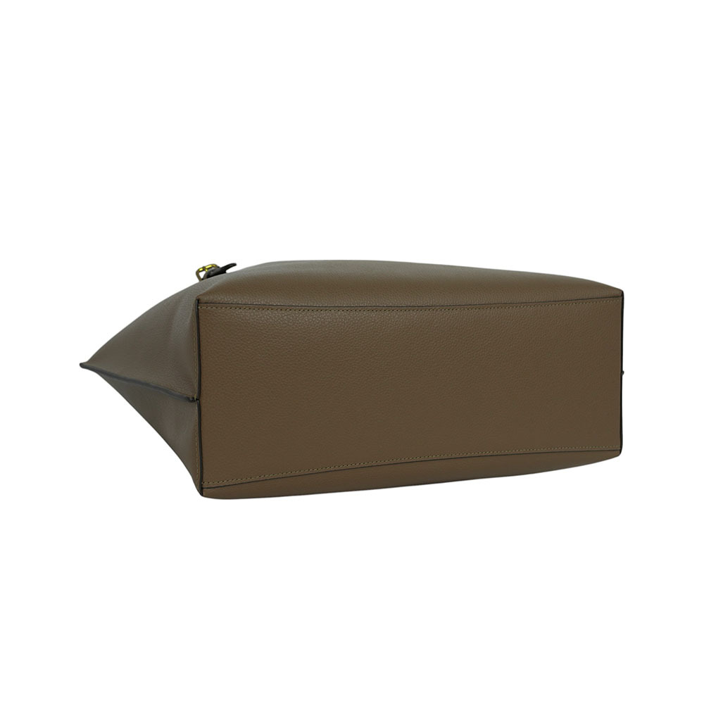 【COACH】Mollie 金字雙面皮革三層托特包(深石色)CV968 IMV2R