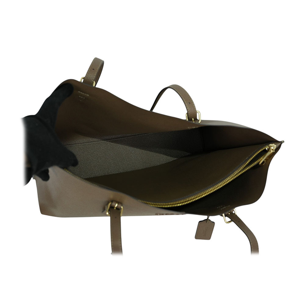 【COACH】Mollie 金字雙面皮革三層托特包(深石色)CV968 IMV2R