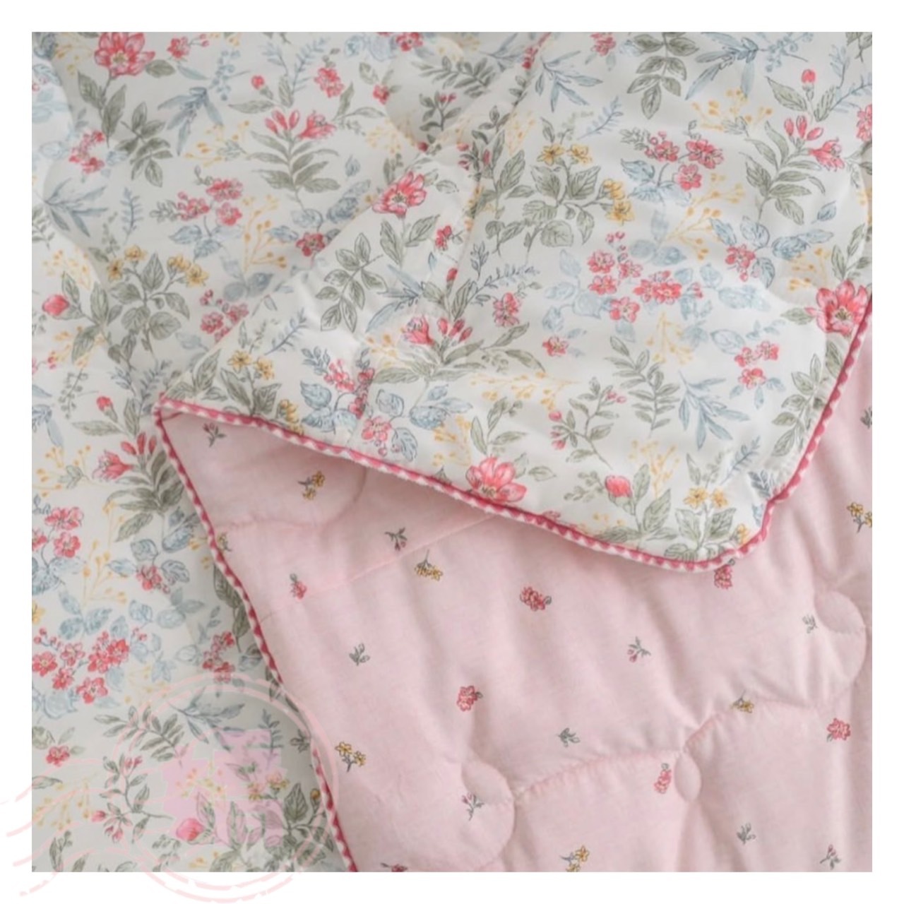 K03012雙面碎花四季被(大'小'枕套)(粉'藍)