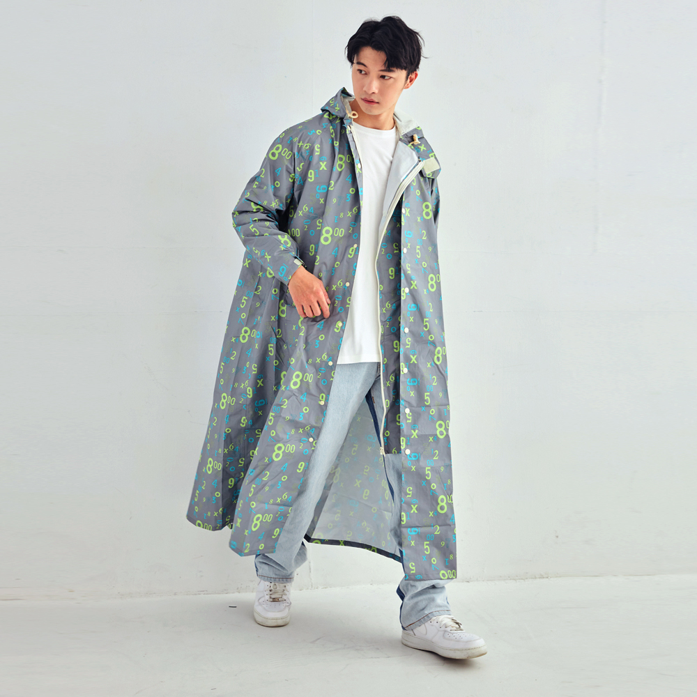 RAINSTORY前扣式連身雨衣L號(數字方程式)