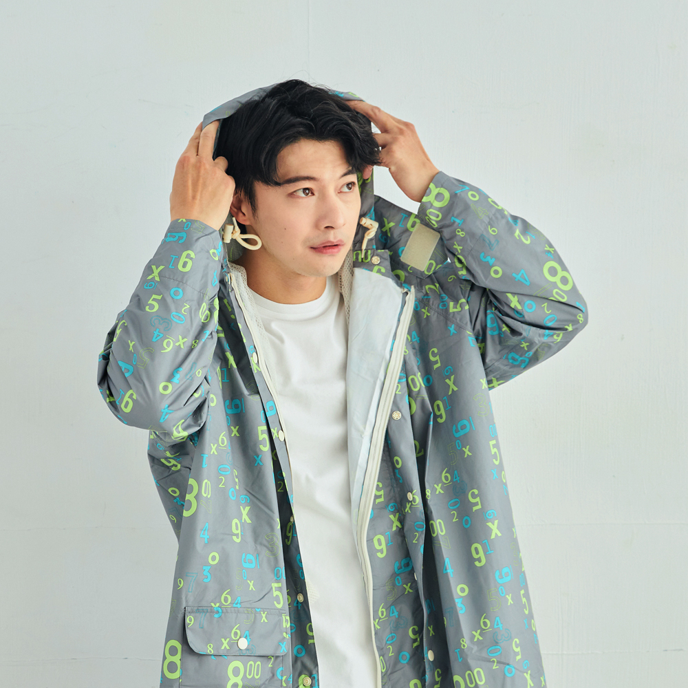 RAINSTORY前扣式連身雨衣L號(數字方程式)