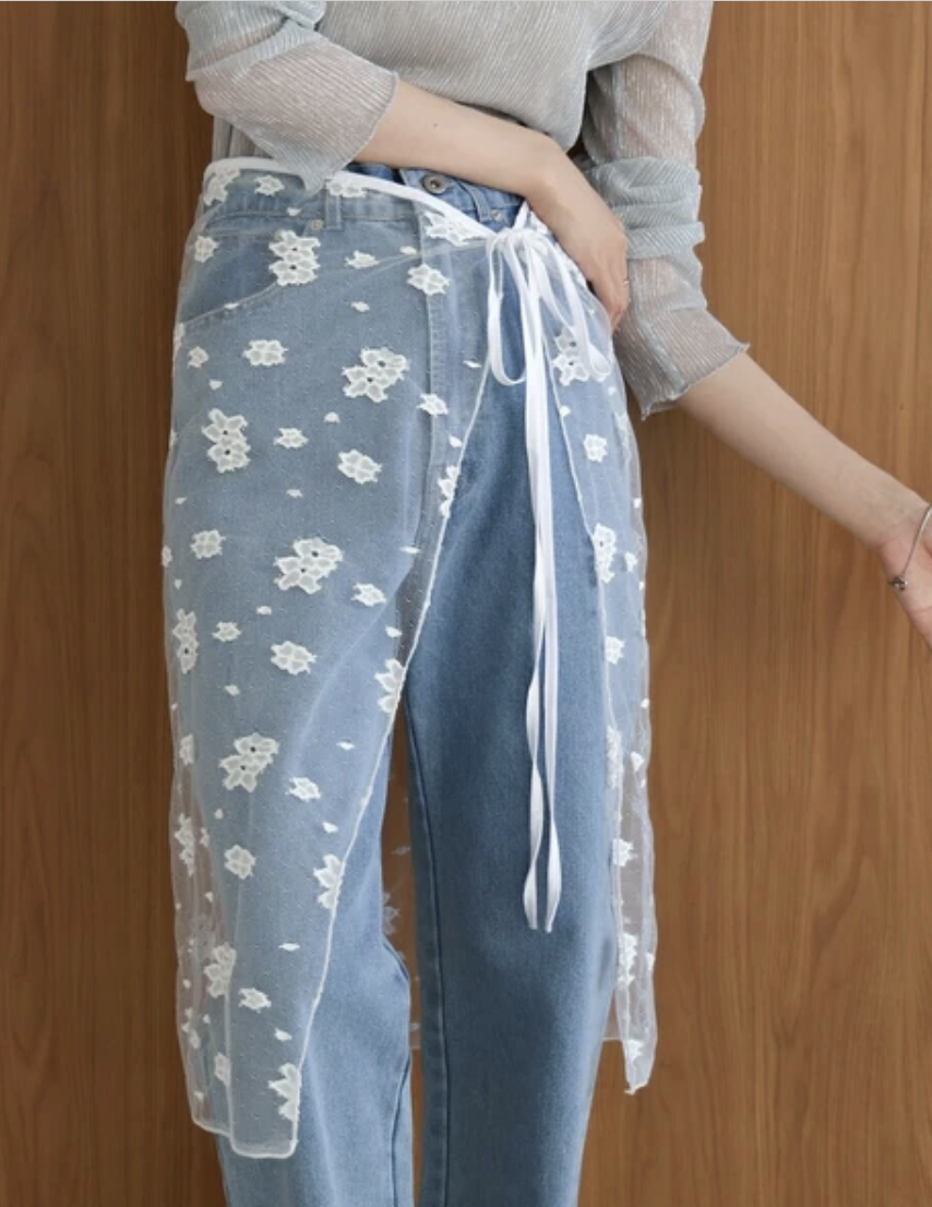 蕾絲花卉裹身裙