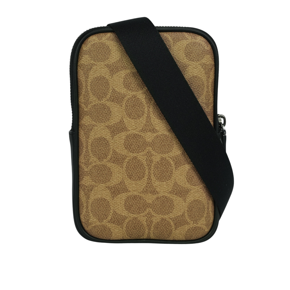 【COACH】Aden 塗層帆布及牛皮迷你斜背包/手拿包(卡其色)CW364 QBNRX