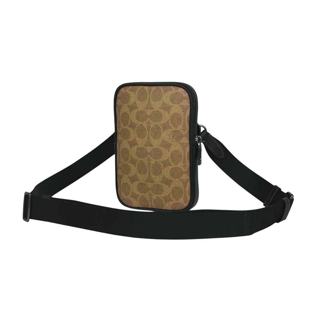 【COACH】Aden 塗層帆布及牛皮迷你斜背包/手拿包(卡其色)CW364 QBNRX