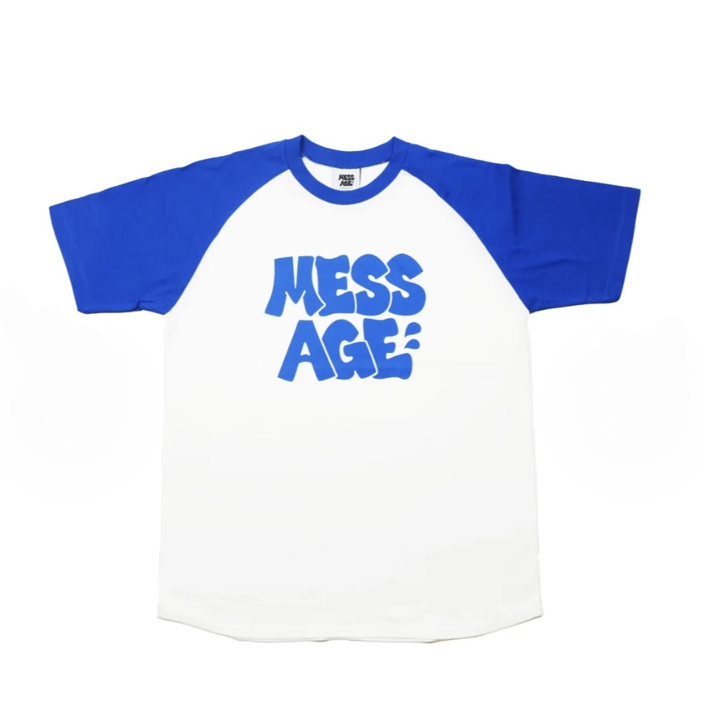 Mess-age Logo 拉克朗袖 Tee 藍白