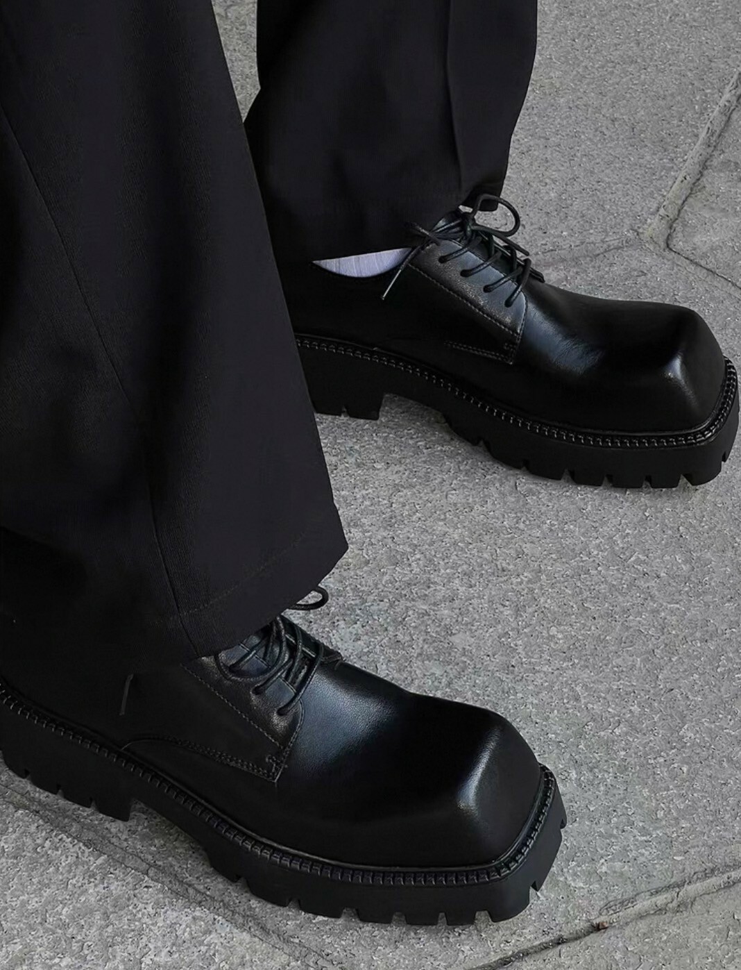 HANQIA 大翹 方頭 厚底 皮鞋 德比鞋 #鞋子