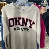 [S] DKNY VARSITY LOGO SWEATER,CRTD HR/BK/FSTV PK, DJ4R0362-J1I (SD1234)