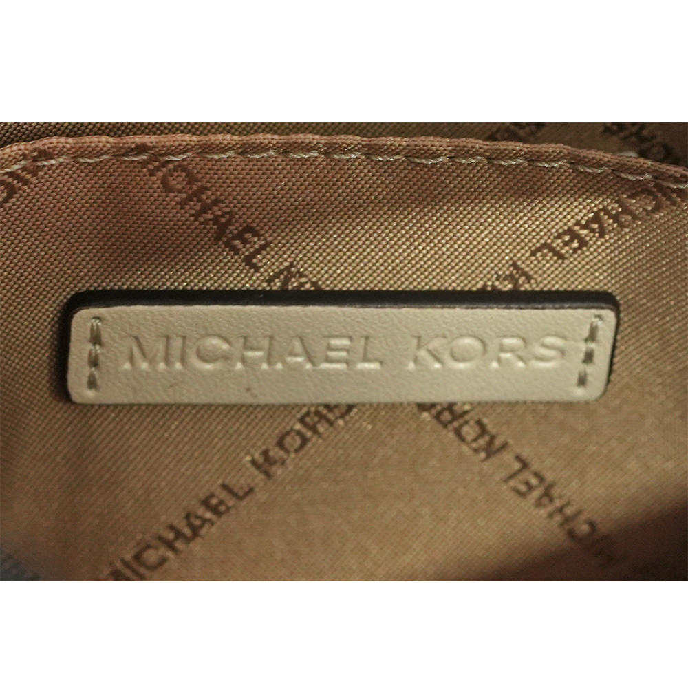 【Michael Kors】Mirella 荔枝皮革刺繡背帶小款二用托特包(奶油白)35S4G7ZC5L LTCREAM