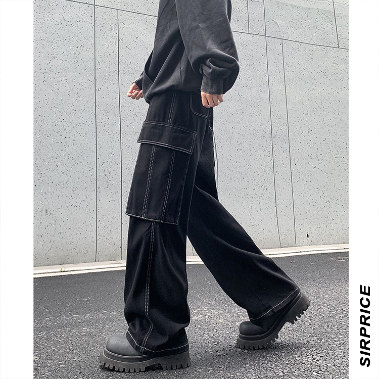 復古水洗雙口袋牛仔長褲