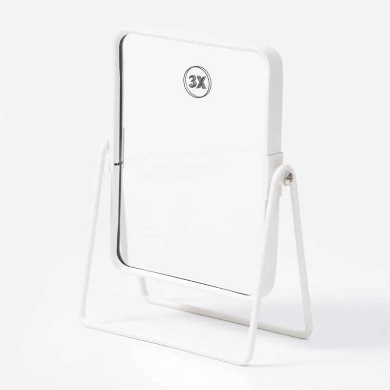 SP 鋼製方形桌鏡/白 15.4x20.9cm