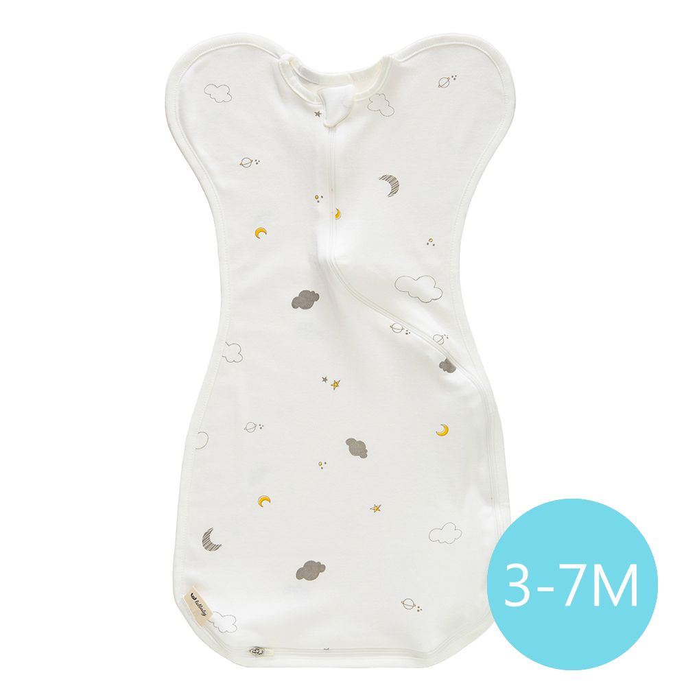 lolbaby 韓國 蝶型包巾baby swaddle 3-7m免脫換尿布-M號｜竹纖衣款｜雲朵朵