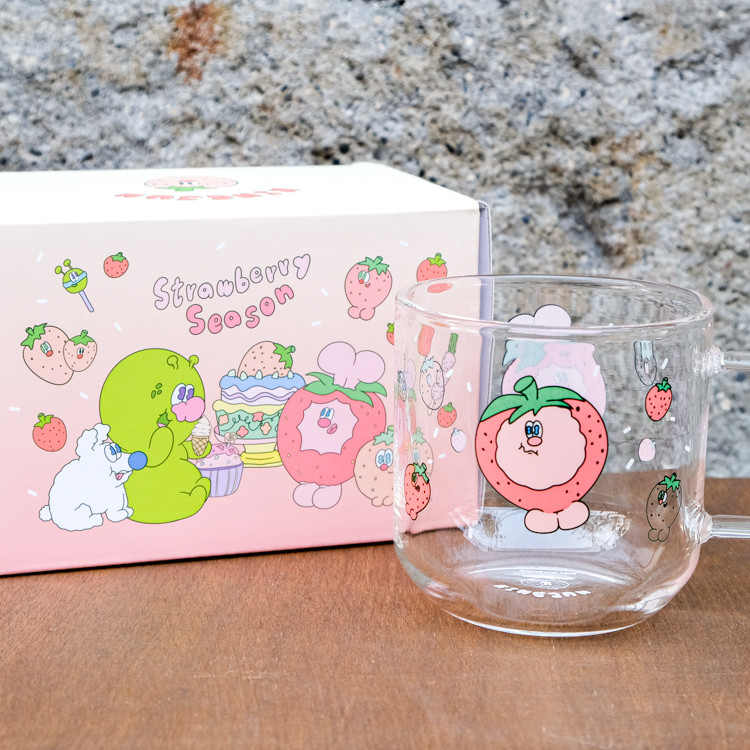 Kingjun｜玻璃杯(400ML)｜蠢兔草莓世界
