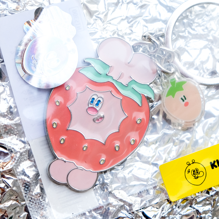 Kingjun｜金屬鑰匙圈｜草莓吃蠢兔