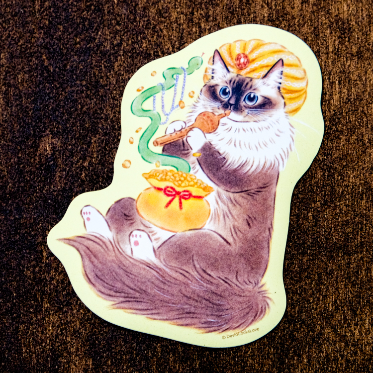 補補貓‧大衛煮愛｜防水貼紙L｜吹蛇笛的布偶貓