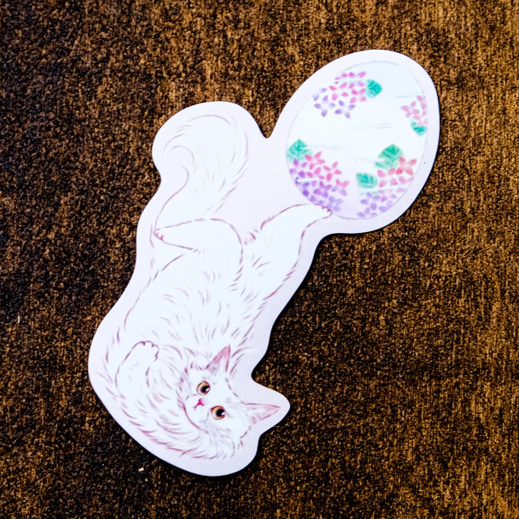 補補貓‧大衛煮愛｜防水貼紙M｜白貓彩蛋