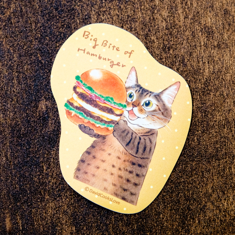 補補貓‧大衛煮愛｜防水貼紙L｜短短漢堡