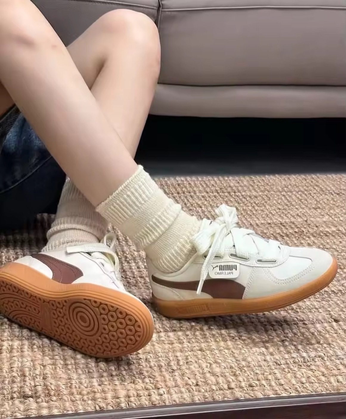 <附贈二雙鞋帶> PUMA PALERMO 大地色 焦糖奶茶 千鳥格紋 402109-03