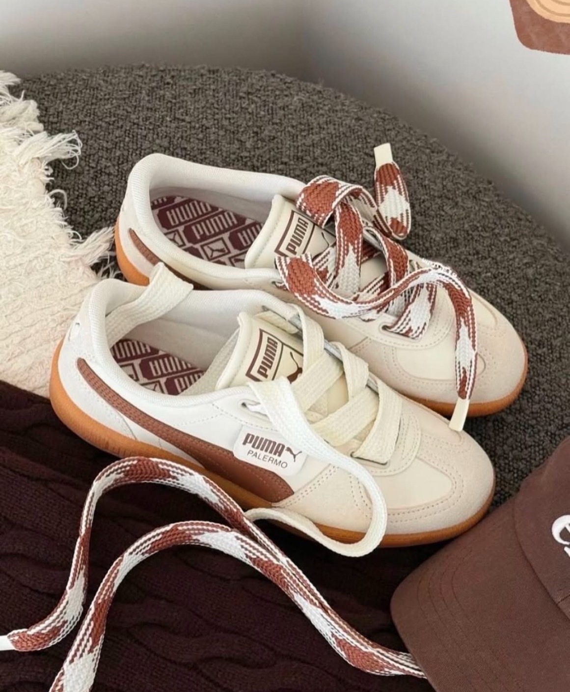 <附贈二雙鞋帶> PUMA PALERMO 大地色 焦糖奶茶 千鳥格紋 402109-03