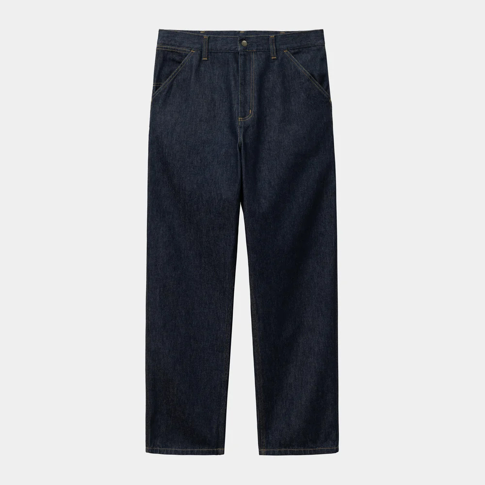 -(E6a04)-CARHARTT WIP SINGLE KNEE PANT DENIM BLUE (RINSED) 13.5 OZ 史密斯牛仔布 寬鬆直筒 單膝褲 畫家褲 原色褲-I032024