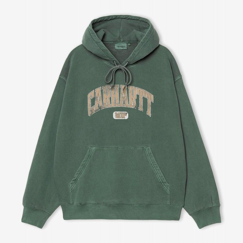 -(E6e03)-CARHARTT WIP HOODED LIBRARY SWEATSHIRT 復古LOGO 寬鬆帽T 黑/綠/藍-I034726