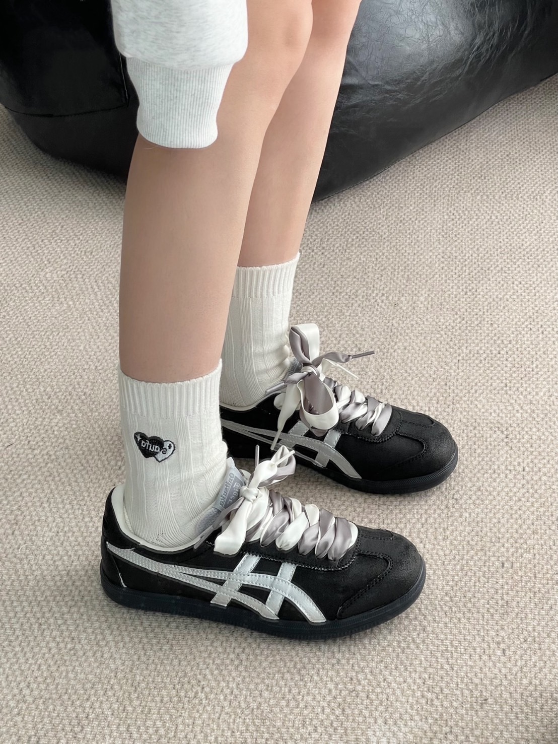 ONITSUKA TIGER 鬼塚虎 TOKUTEN 古典黑銀灰 芭蕾緞帶 1183A907-021