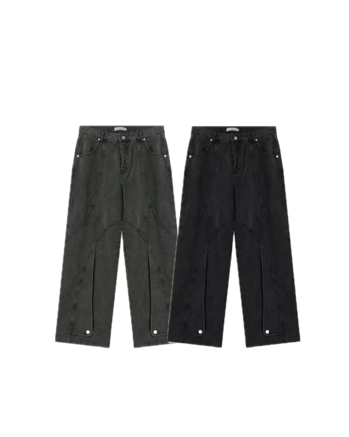 UNUSED 釦腳 剪裁 設計 #牛仔褲