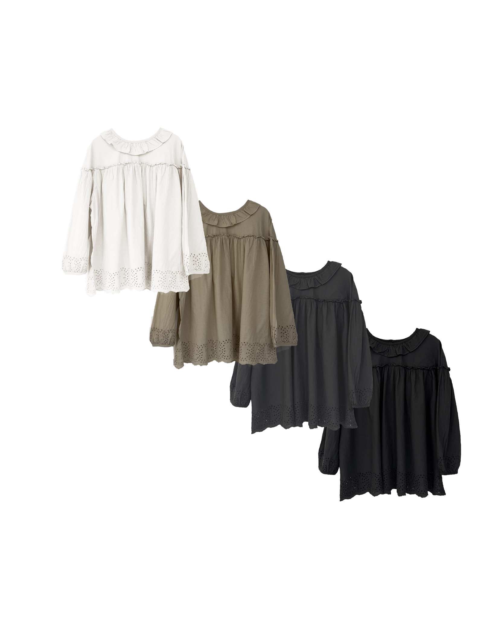 小荷葉領通花底上衣