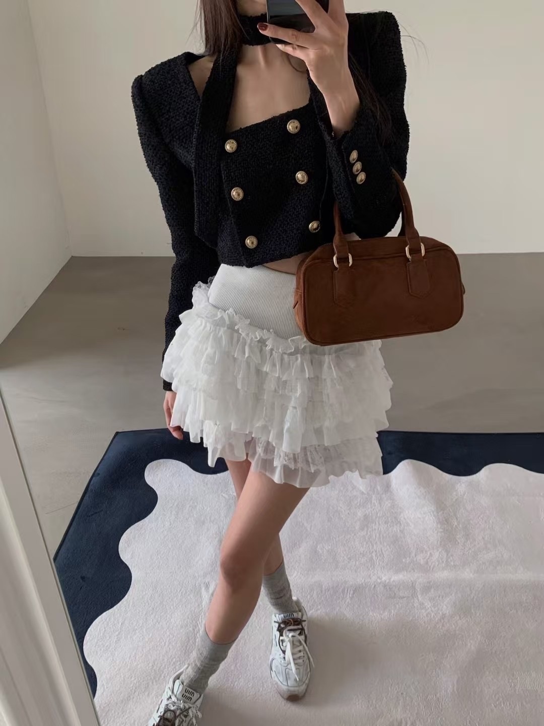 高腰蕾絲蛋糕裙